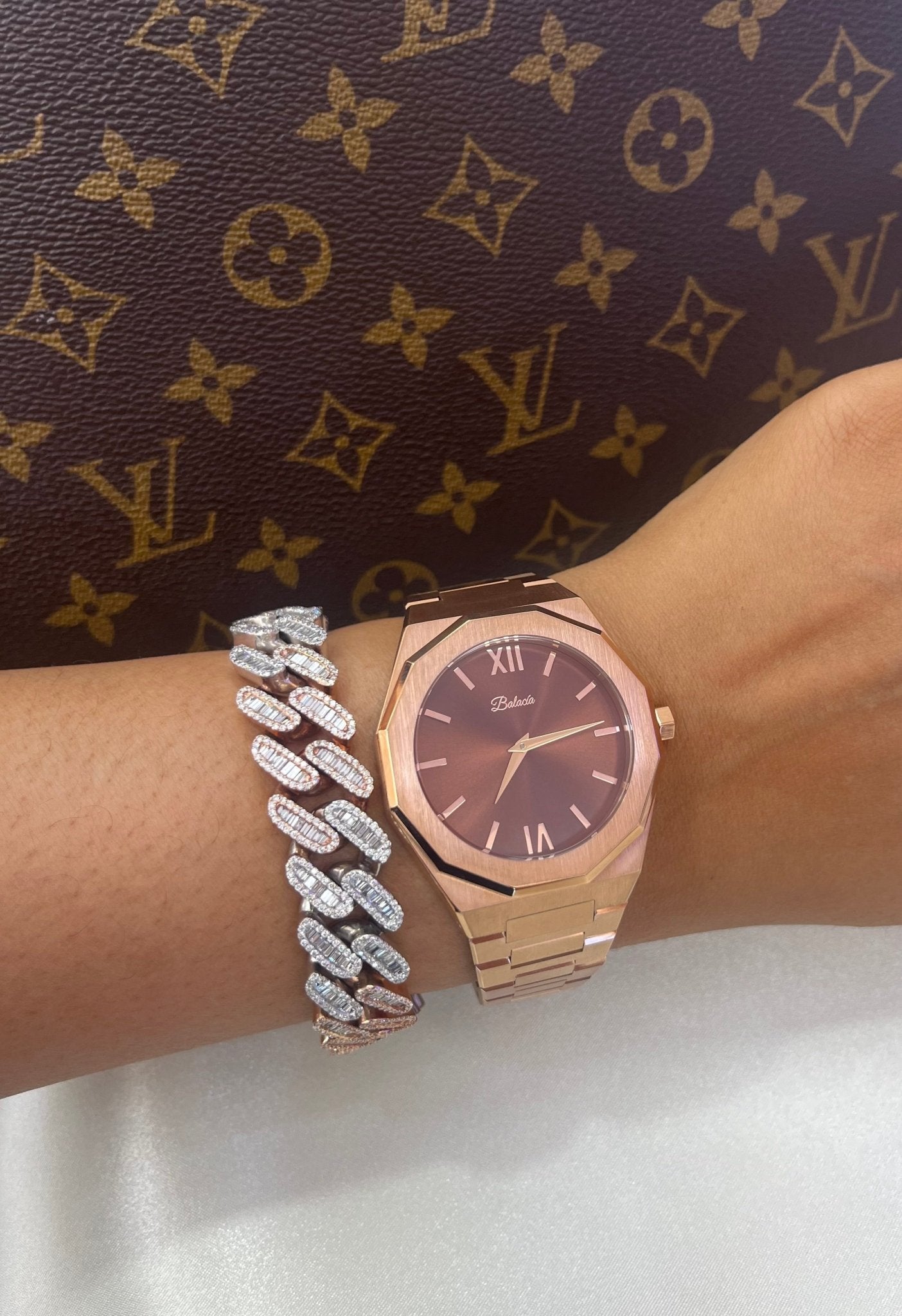 Rose Gold and Brown Watch - Balacia