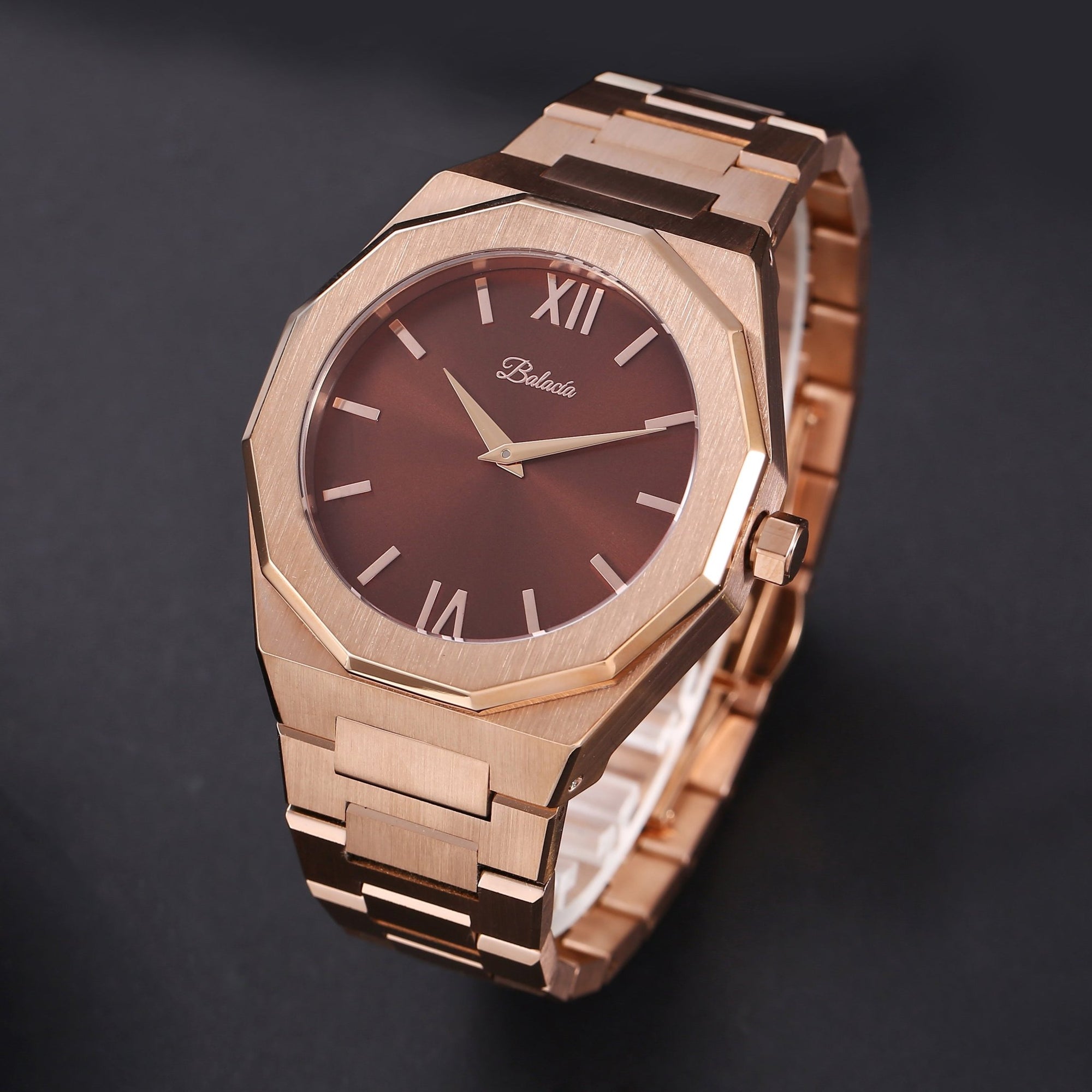 Rose Gold and Brown Watch - Balacia