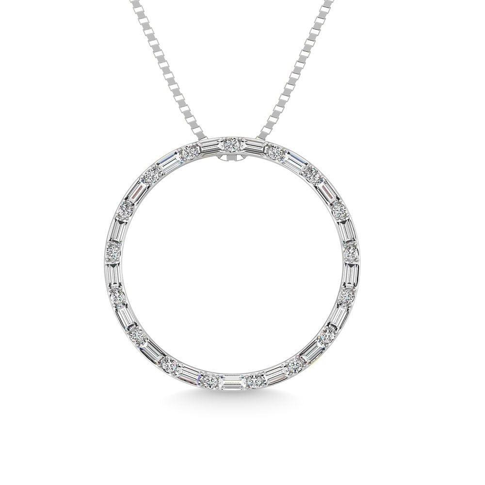 Round and Baguette Natural Diamonds Necklace - Balacia