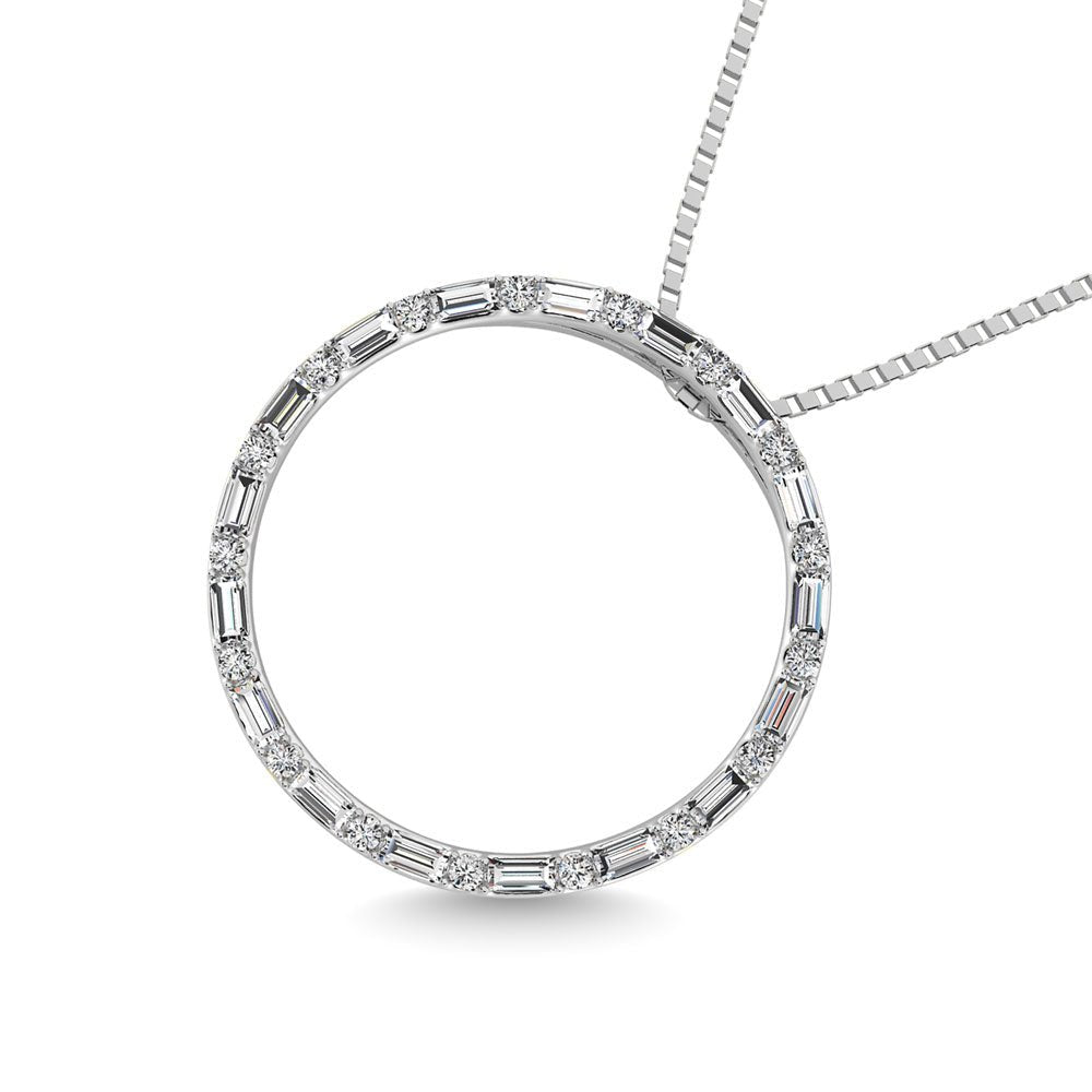 Round and Baguette Natural Diamonds Necklace - Balacia