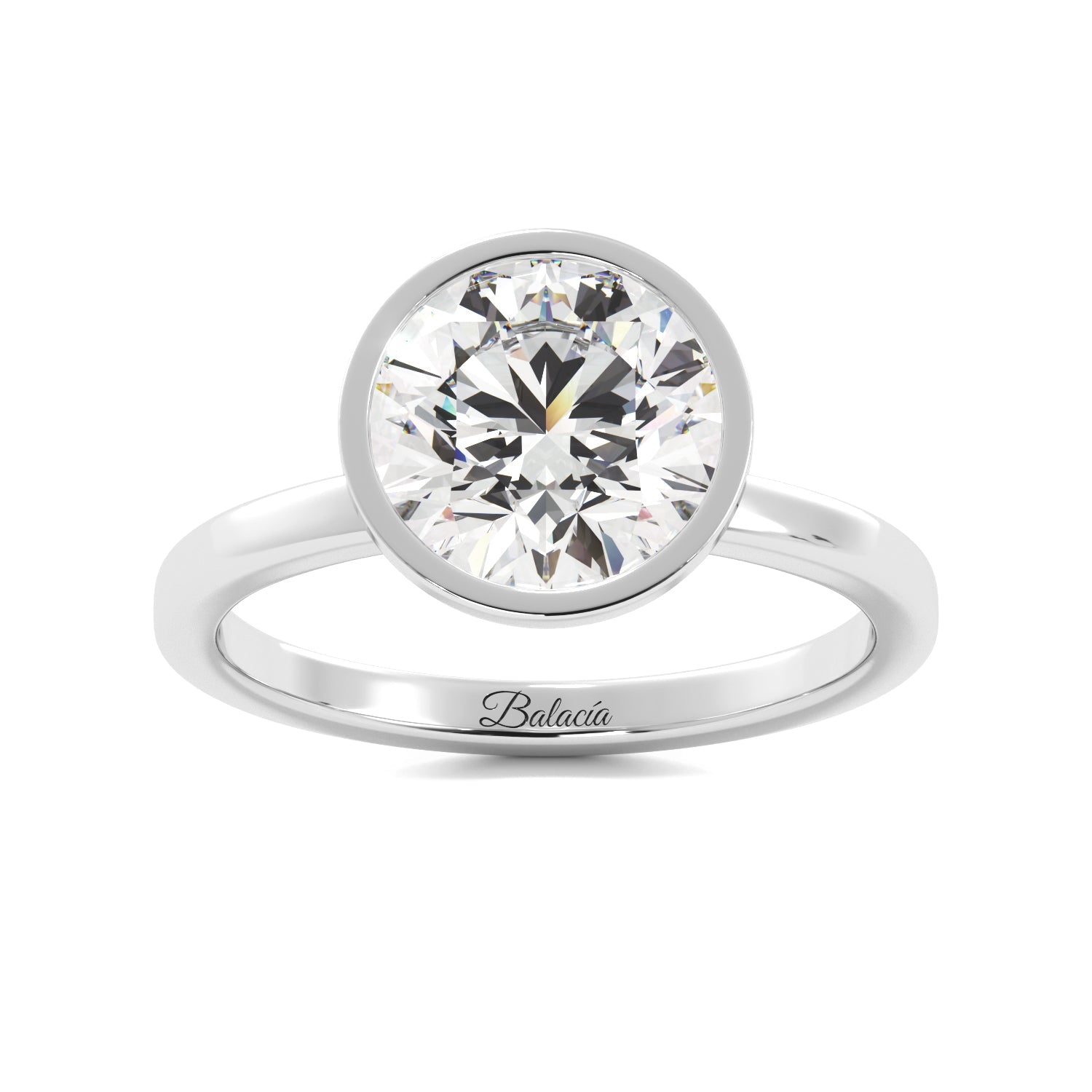 Round Bezel Diamond Solitaire Engaement Ring - Balacia