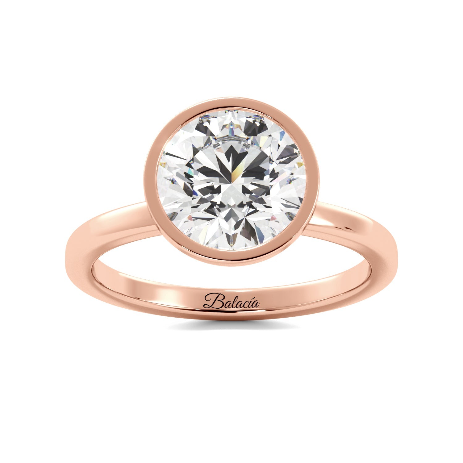 Round Bezel Diamond Solitaire Engaement Ring - Balacia