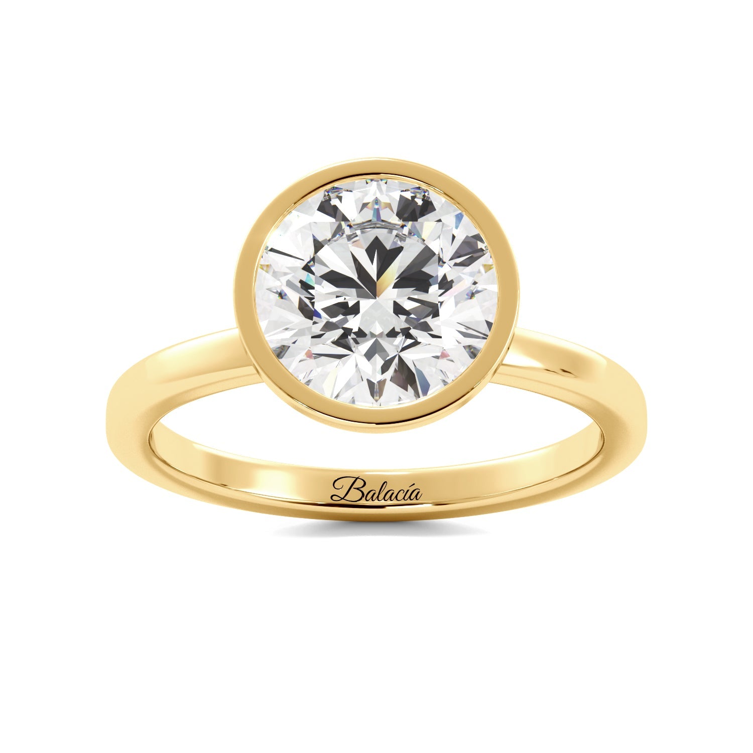 Round Bezel Diamond Solitaire Engaement Ring - Balacia
