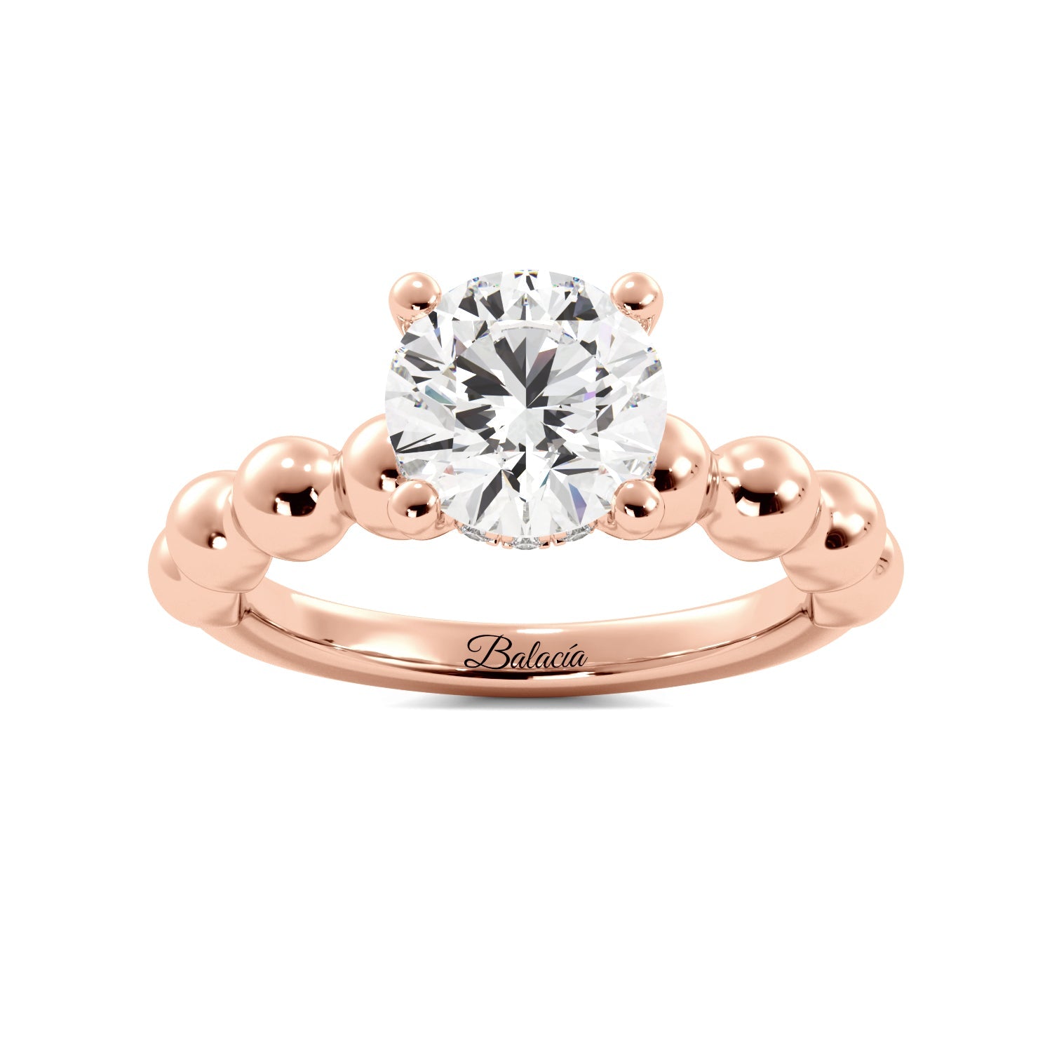 Rose Gold Round Bubble Diamond Engagement Ring