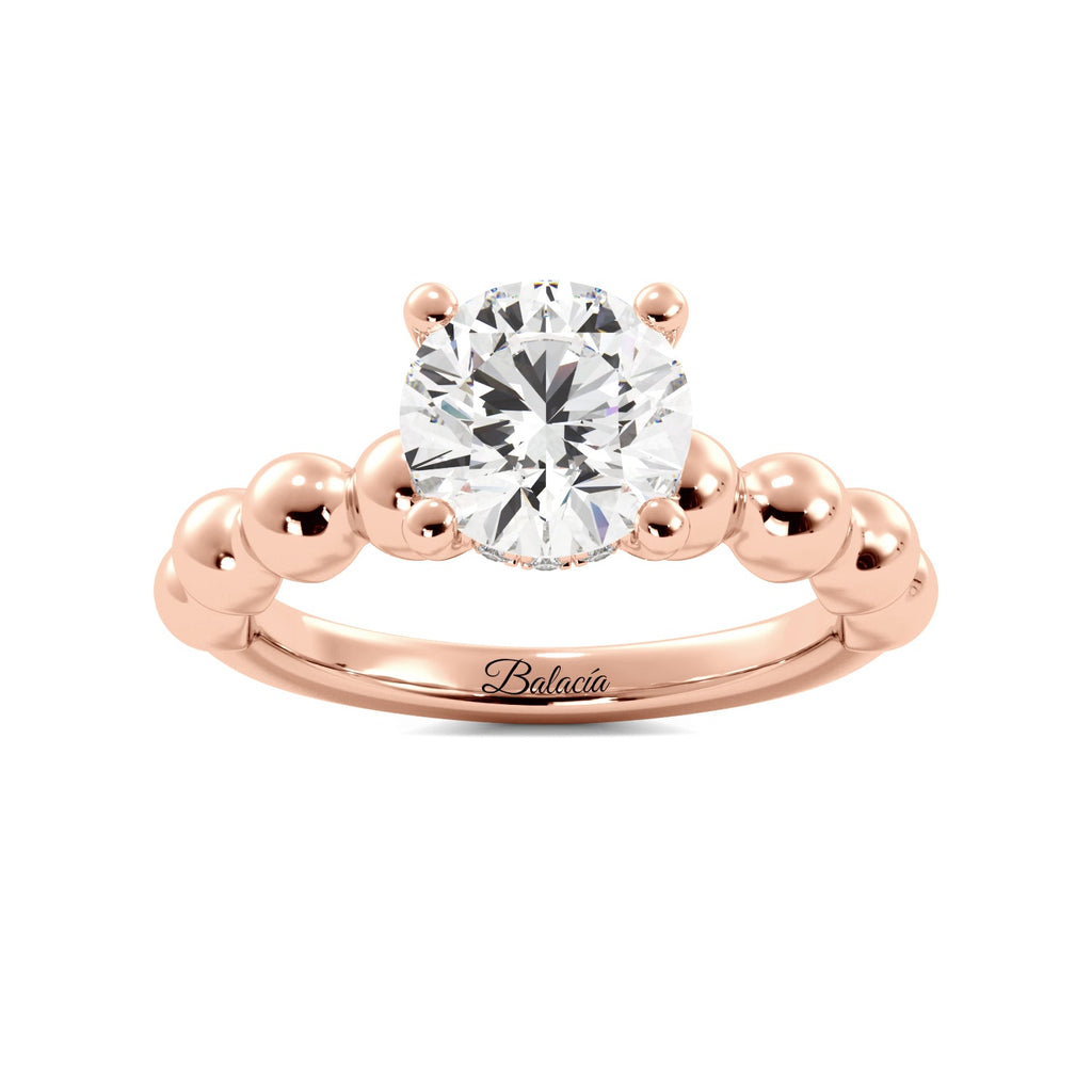 Rose Gold Round Bubble Diamond Engagement Ring