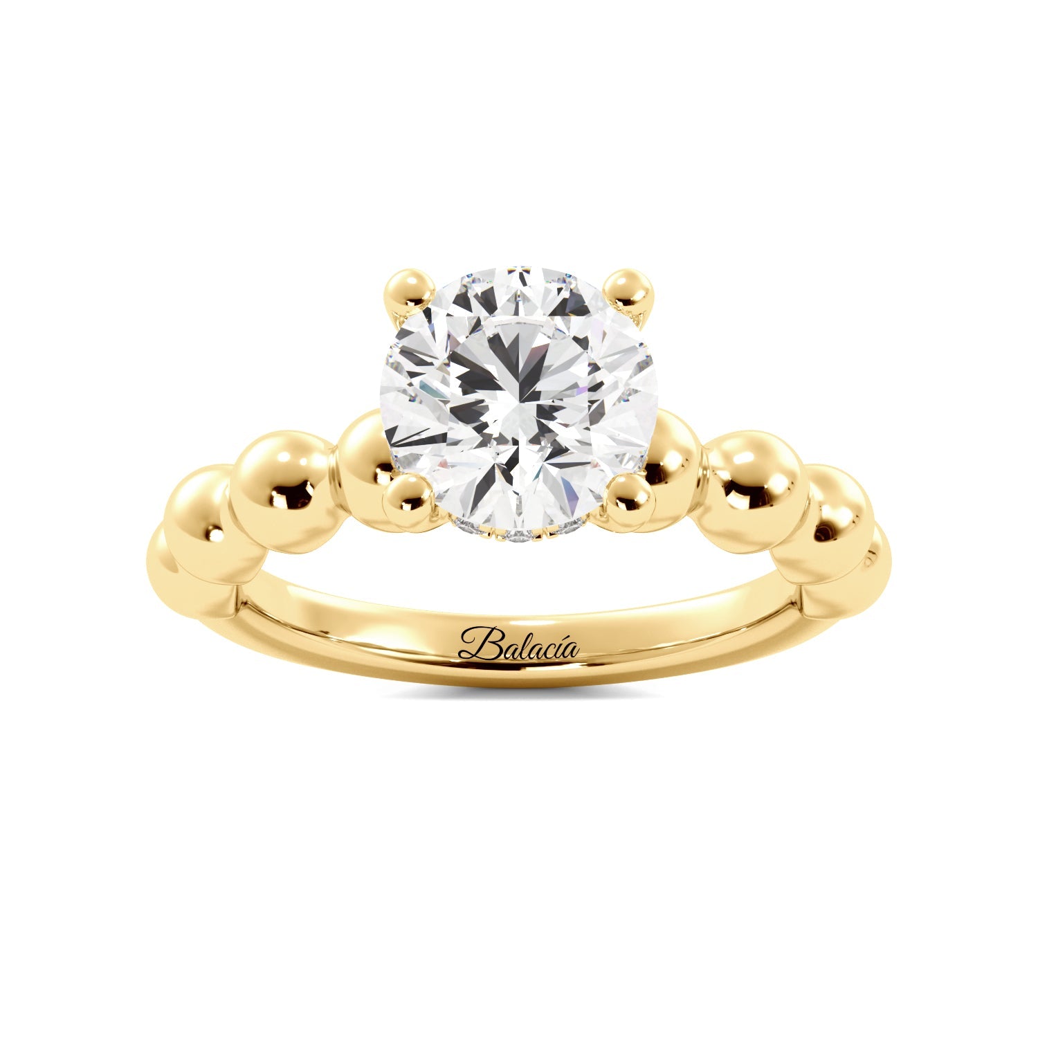 Gold Round Bubble Diamond Engagement Ring