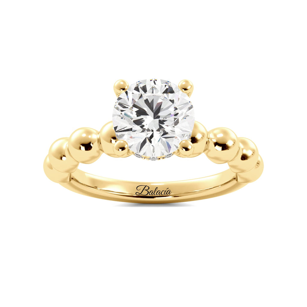 Gold Round Bubble Diamond Engagement Ring