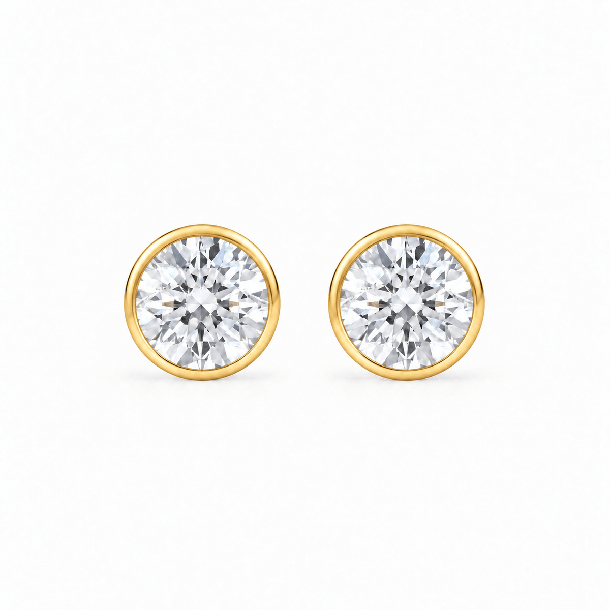 gold bezel diamond earrings