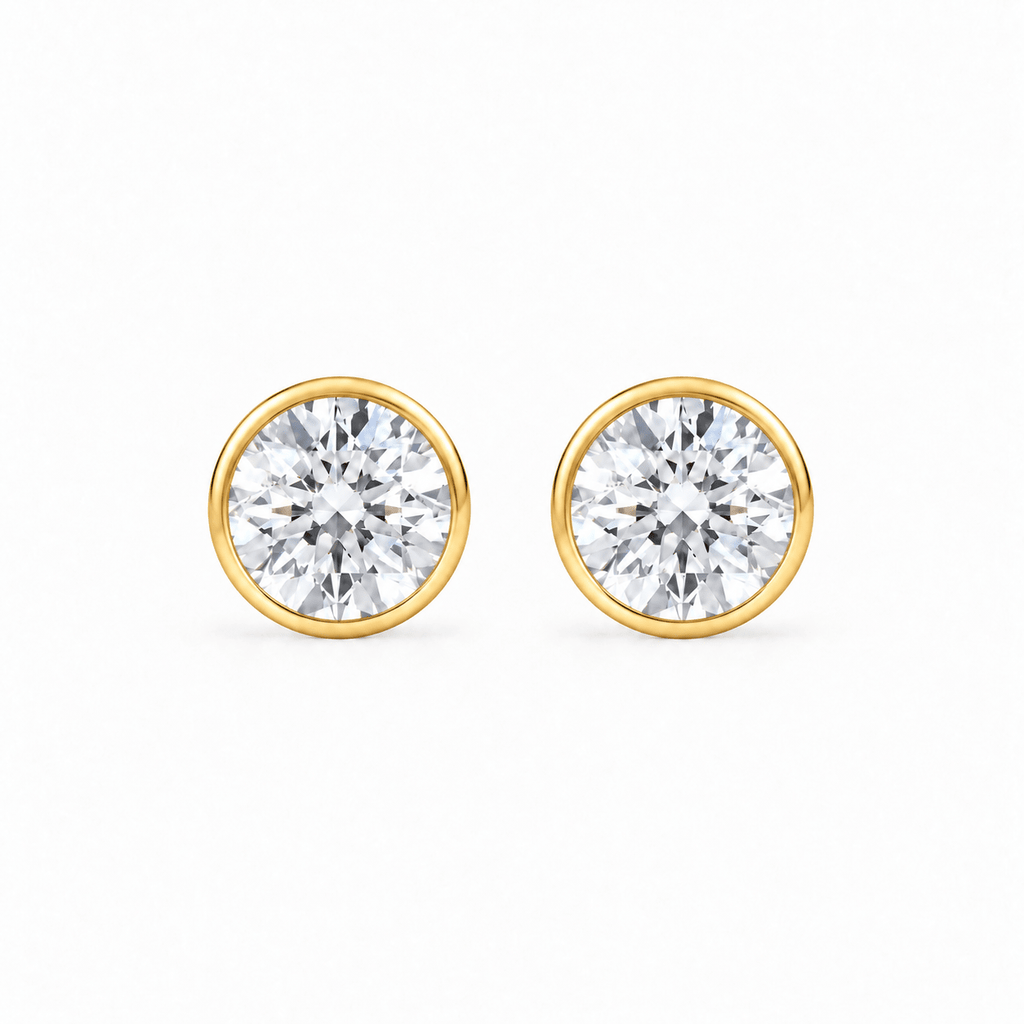 gold bezel diamond earrings