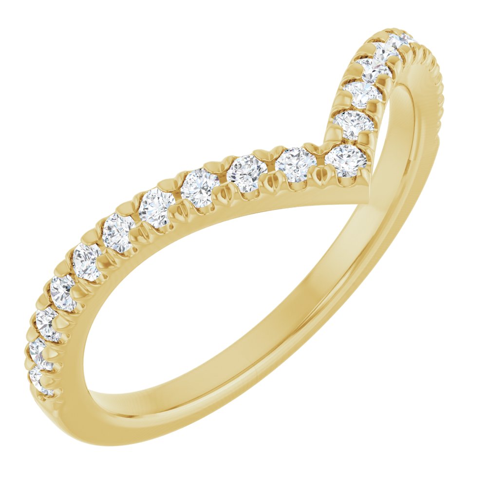 Round Lab Diamond Chevron Women's Wedding Band gold
