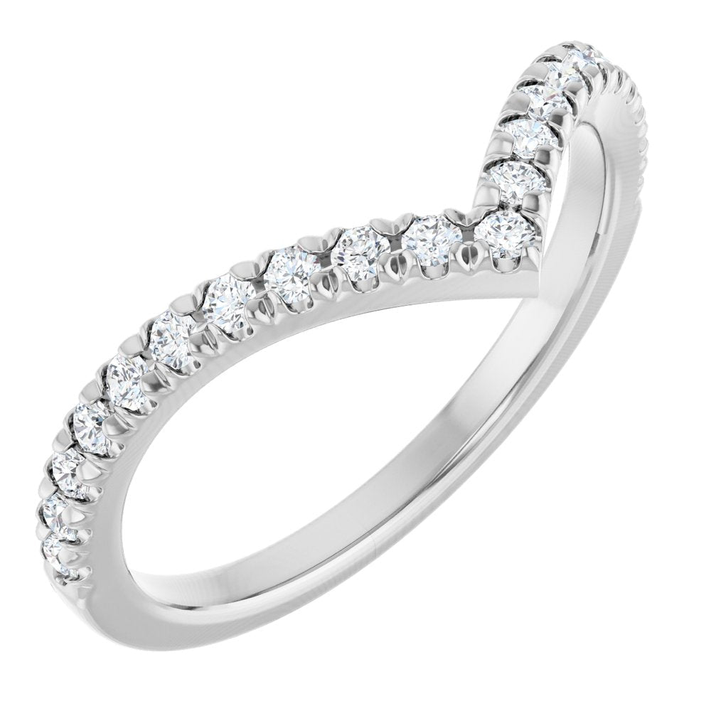 Round Lab Diamond Chevron Women's Wedding Band white gold