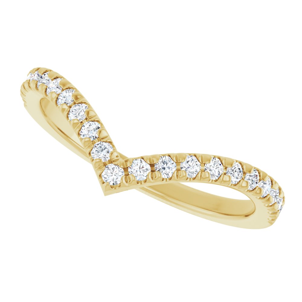 Round Lab Diamond Chevron Women's Wedding Band gold 4