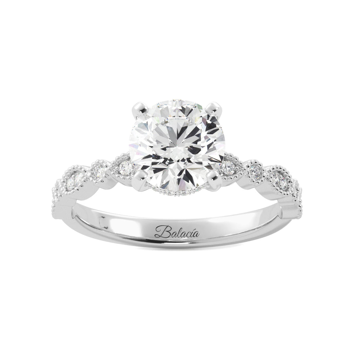 Round Diamond Milgrain Ring