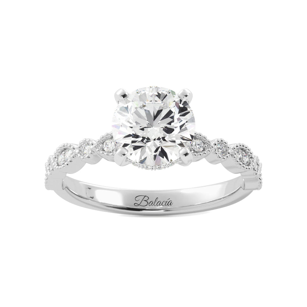 Round Diamond Milgrain Ring
