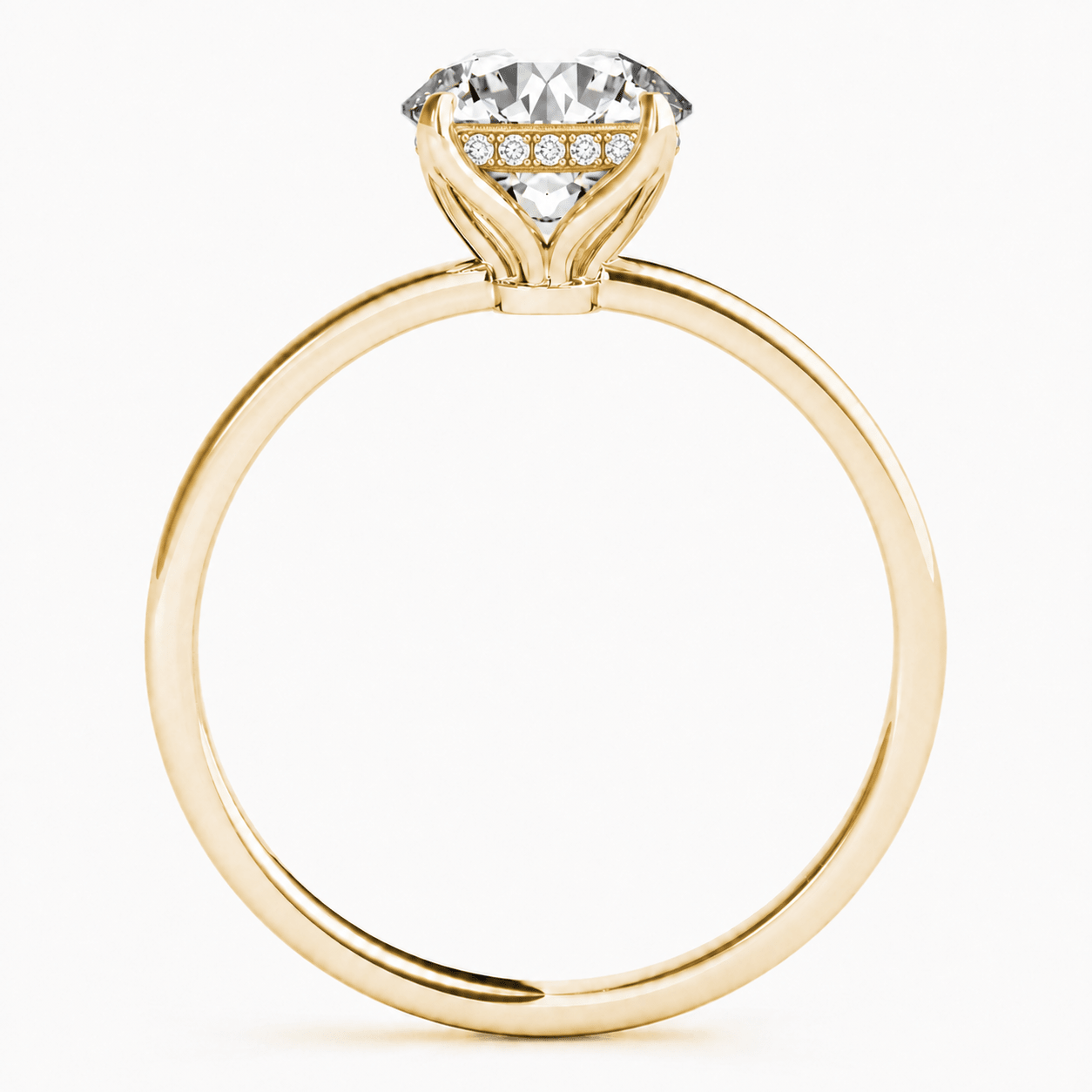 petal prongs hidden halo engagement ring