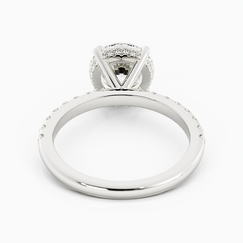 Round Diamond Ring Four - Prong Solitaire Setting Pavé - Set Band - Balacia