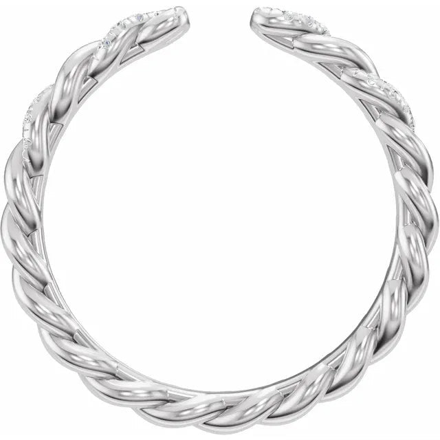 Round Diamond Rope Open Wedding Band Side View