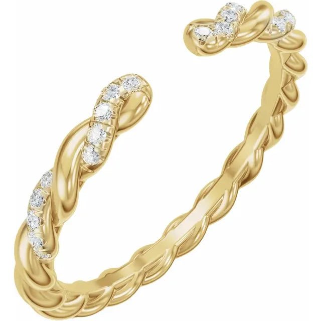 Rope Open Round Diamond Wedding Band 