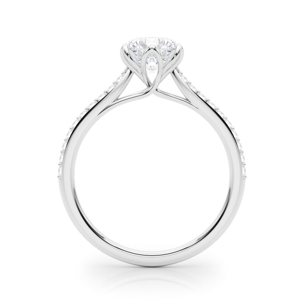 Round Diamond Petal Prongs Engagement Ring 