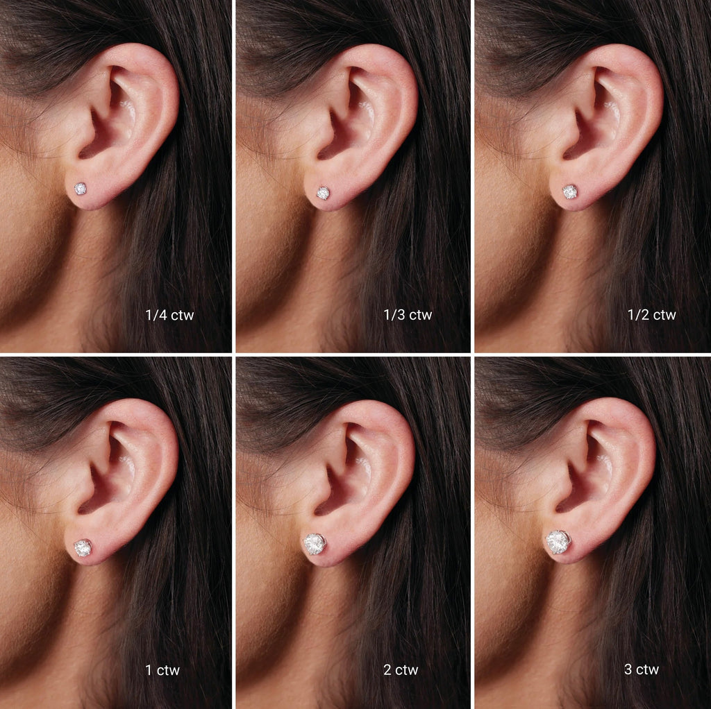 round diamonds studs size chart