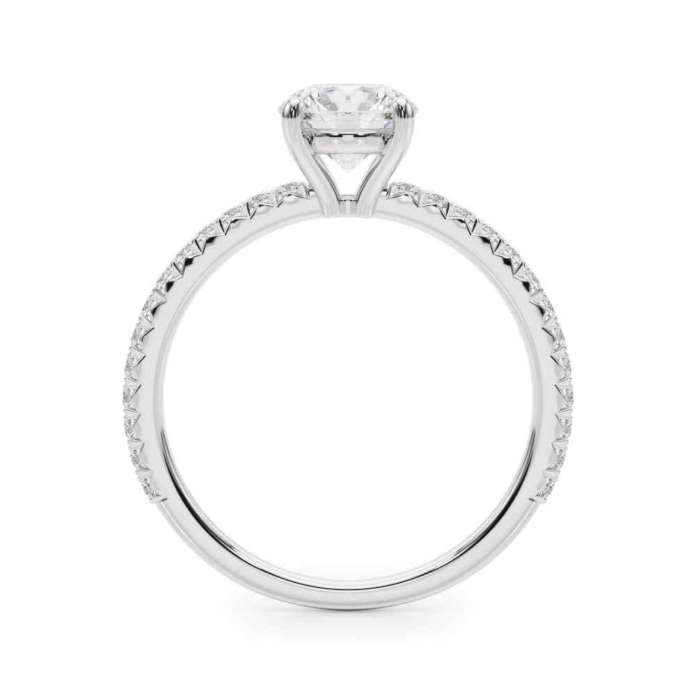 Round Cut Diamond Pavé Engagement Ring Side