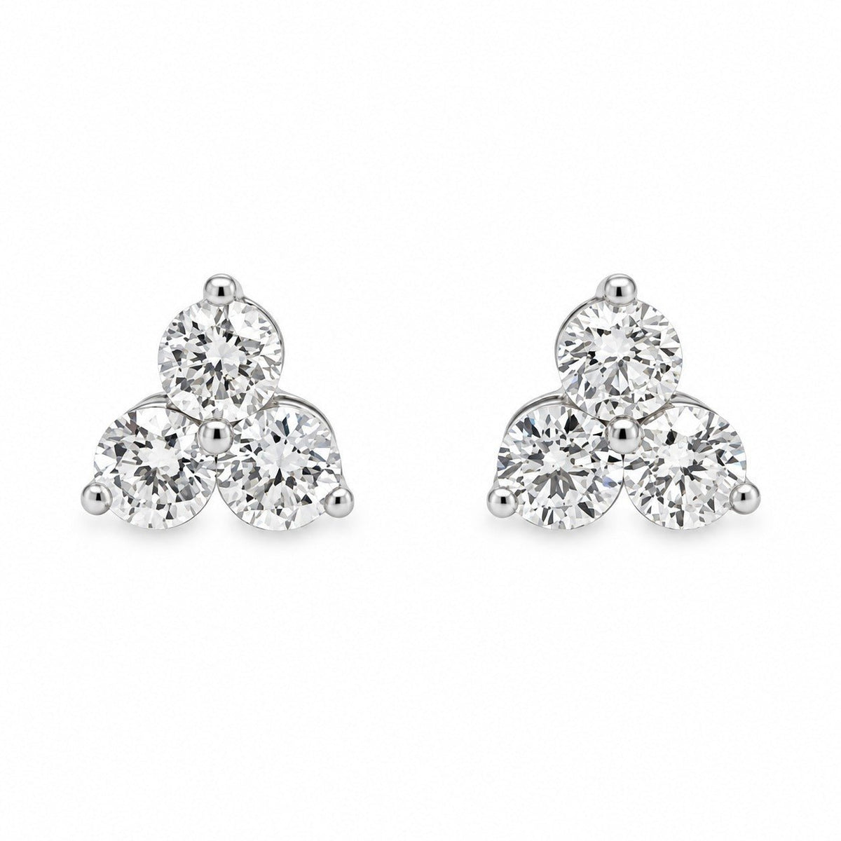 Round Diamond Trio Stud Earrings 