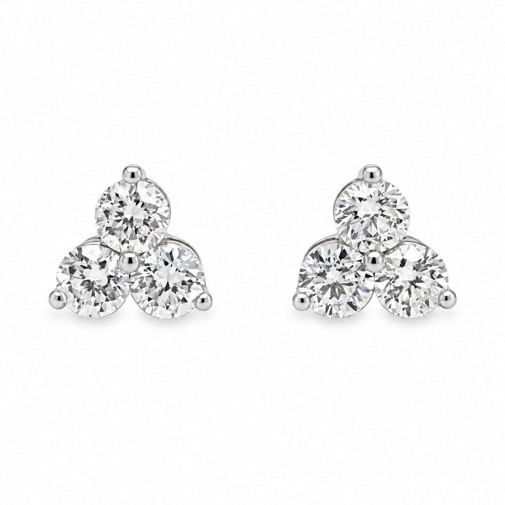 Round Diamond Trio Stud Earrings 