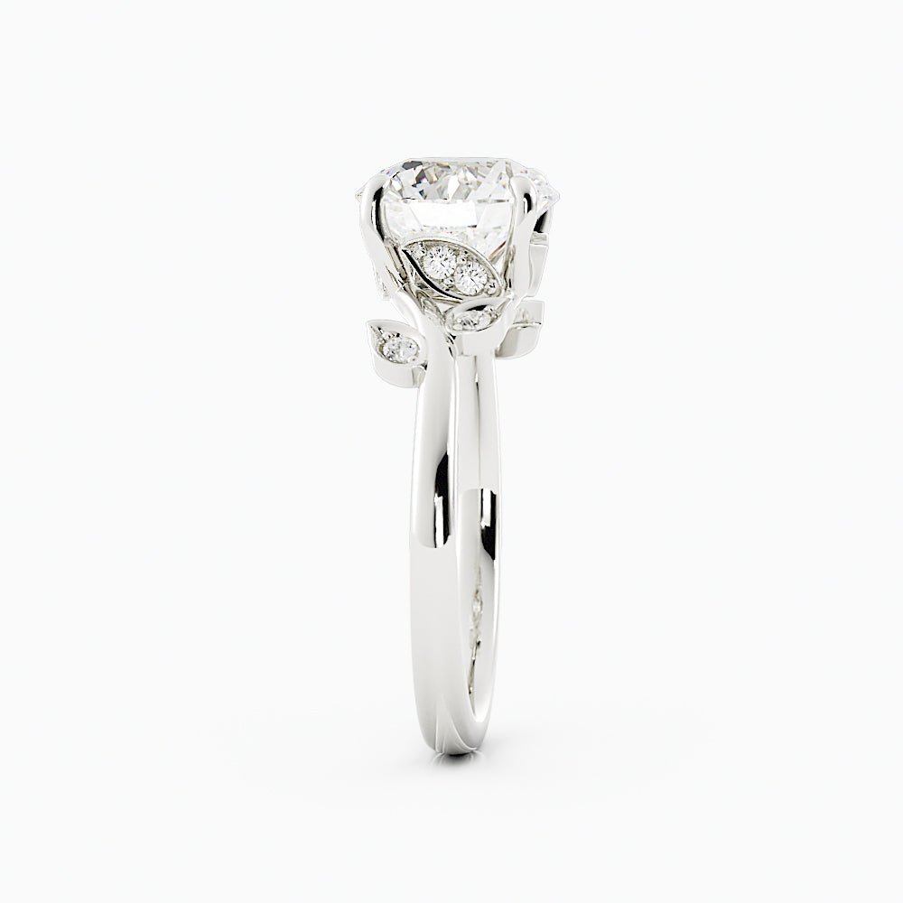 Round Floral Moissanite Engagement Ring - Balacia