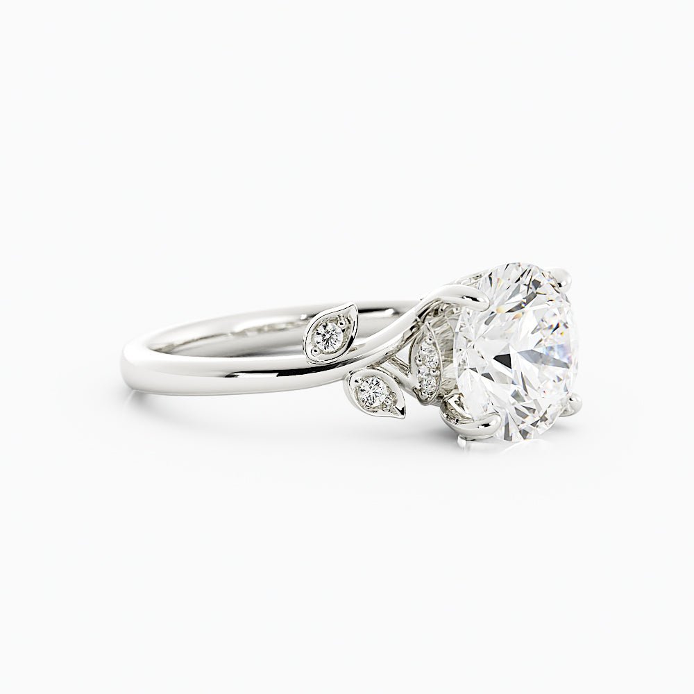 Round Floral Moissanite Engagement Ring - Balacia