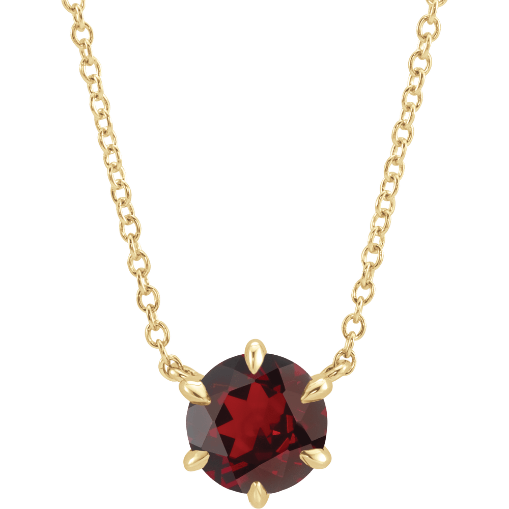 Round Natural Garnet Pendant Necklace - Balacia