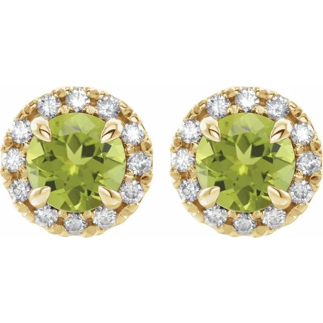 Round Peridot Halo Earrings