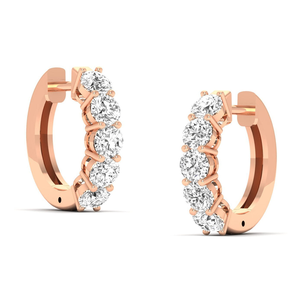 Round Shared Prong Luxe Hoops Diamond Earrings - Balacia