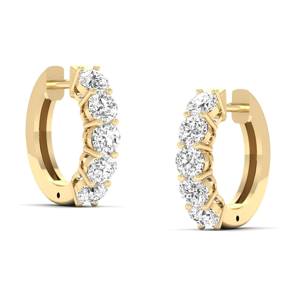 Round Shared Prong Luxe Hoops Diamond Earrings - Balacia