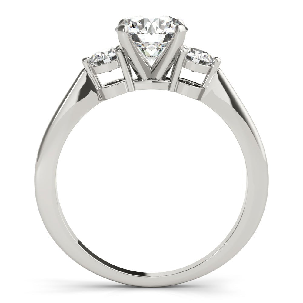 White Gold Round Three Stone Diamond Engagement Ring - Balacia