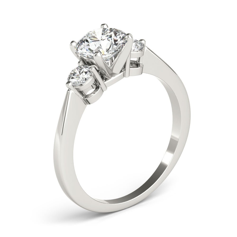 White Gold Round Three Stone Diamond Engagement Ring - Balacia
