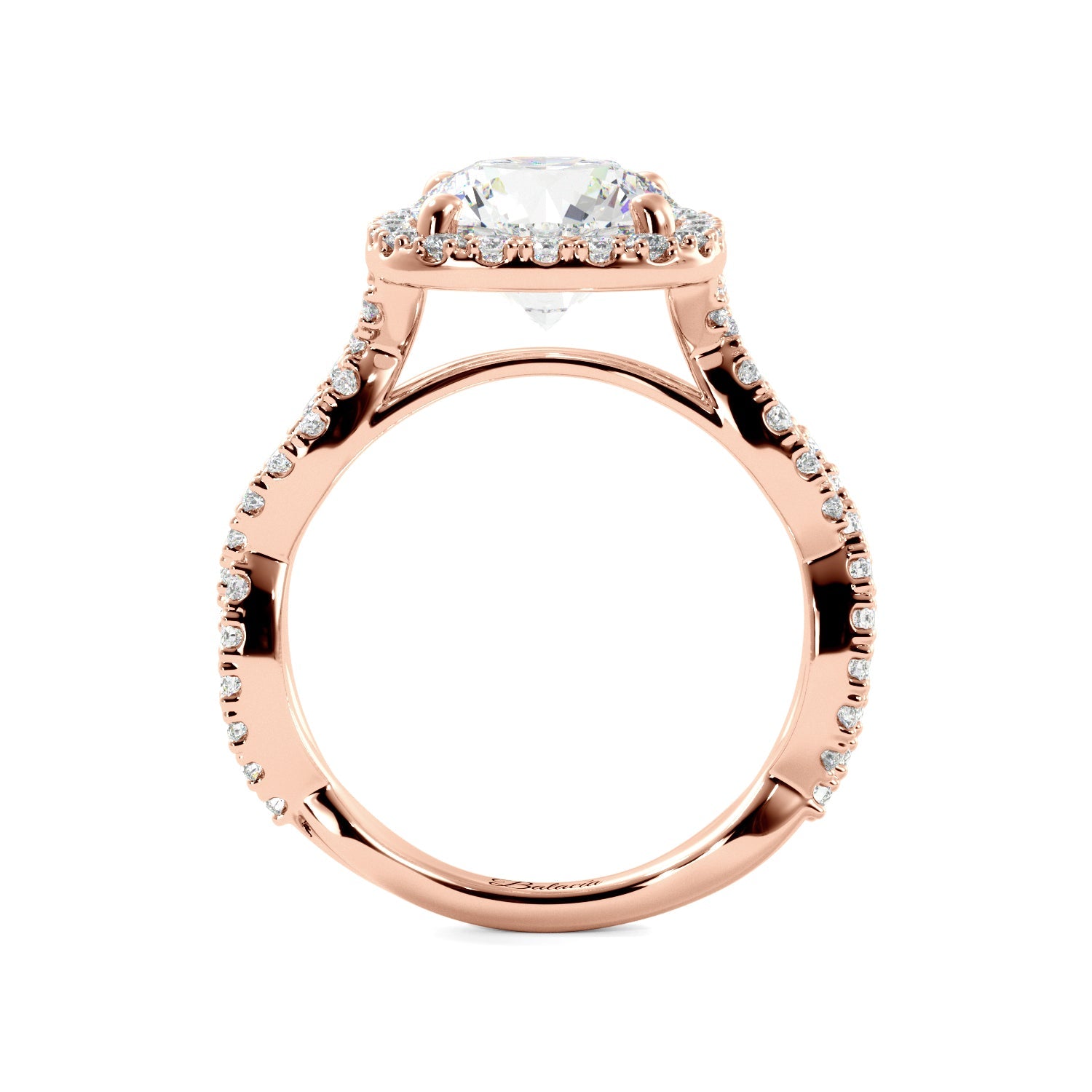 Round Twist Band Cathedral Engagement Ring - Balacia