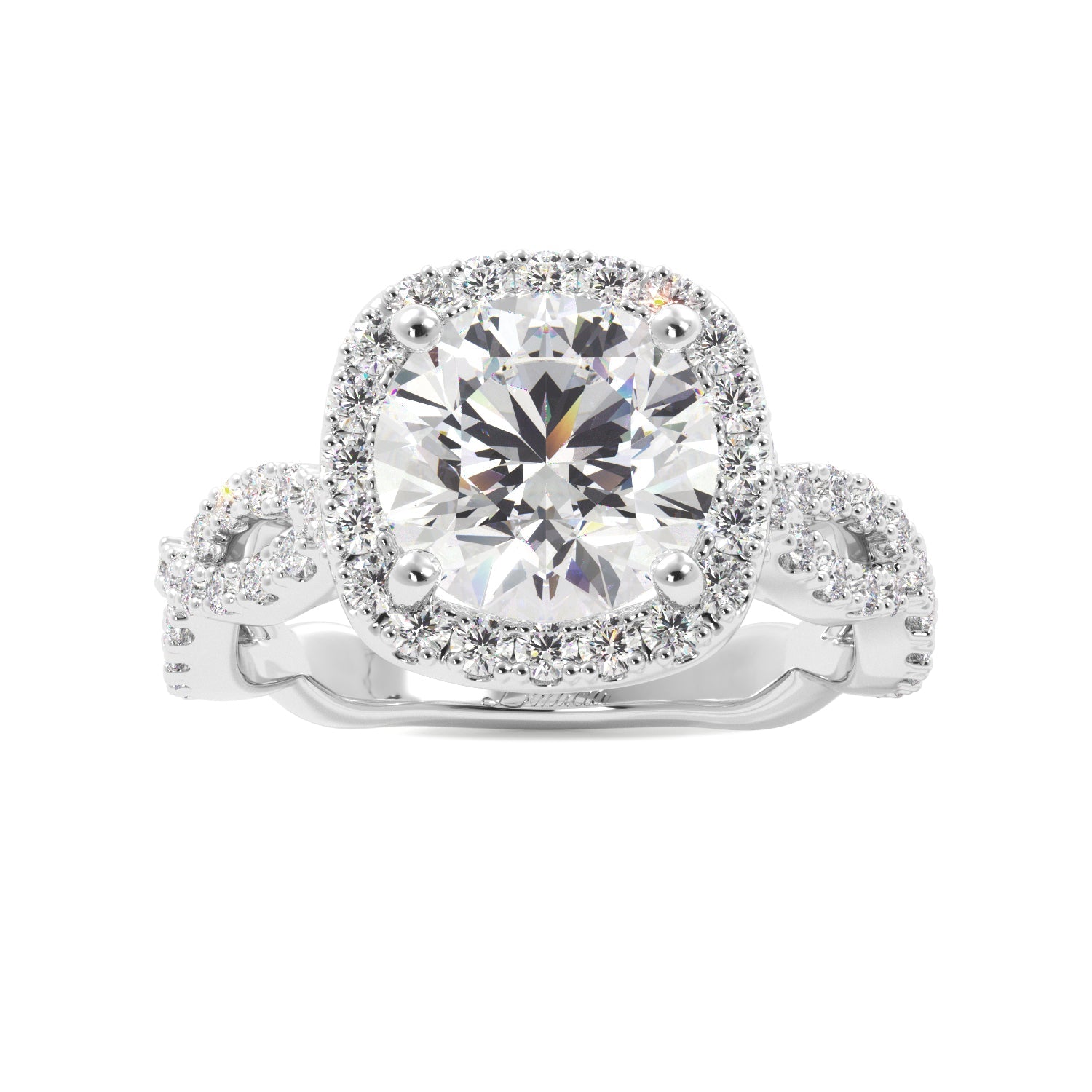 Round Twist Band Cathedral Engagement Ring - Balacia