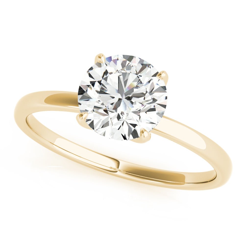 round lab diamond petal prongs engagement ring