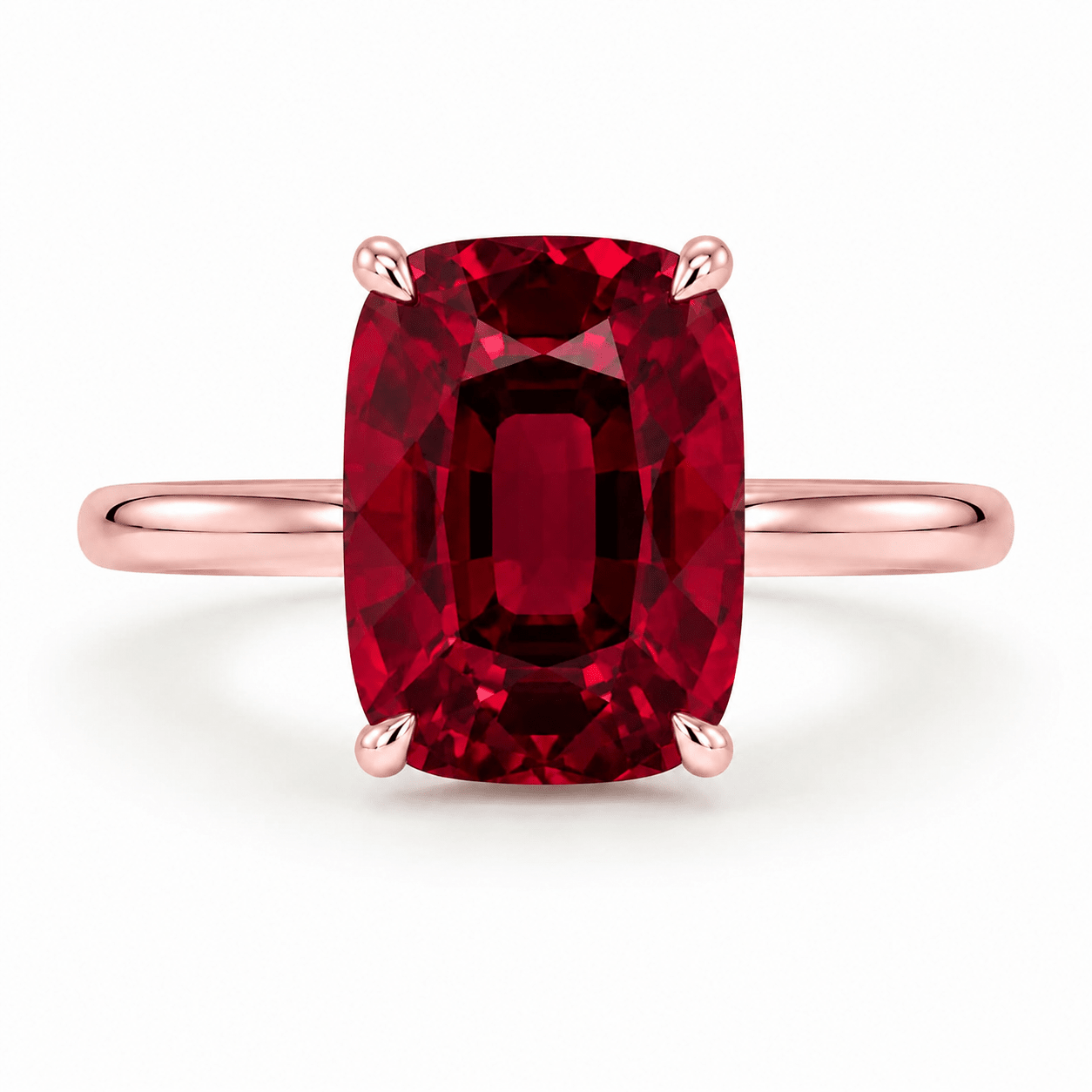 Ruby Elongated Cushion Cut Diamond Engagement Ring Rose Gold