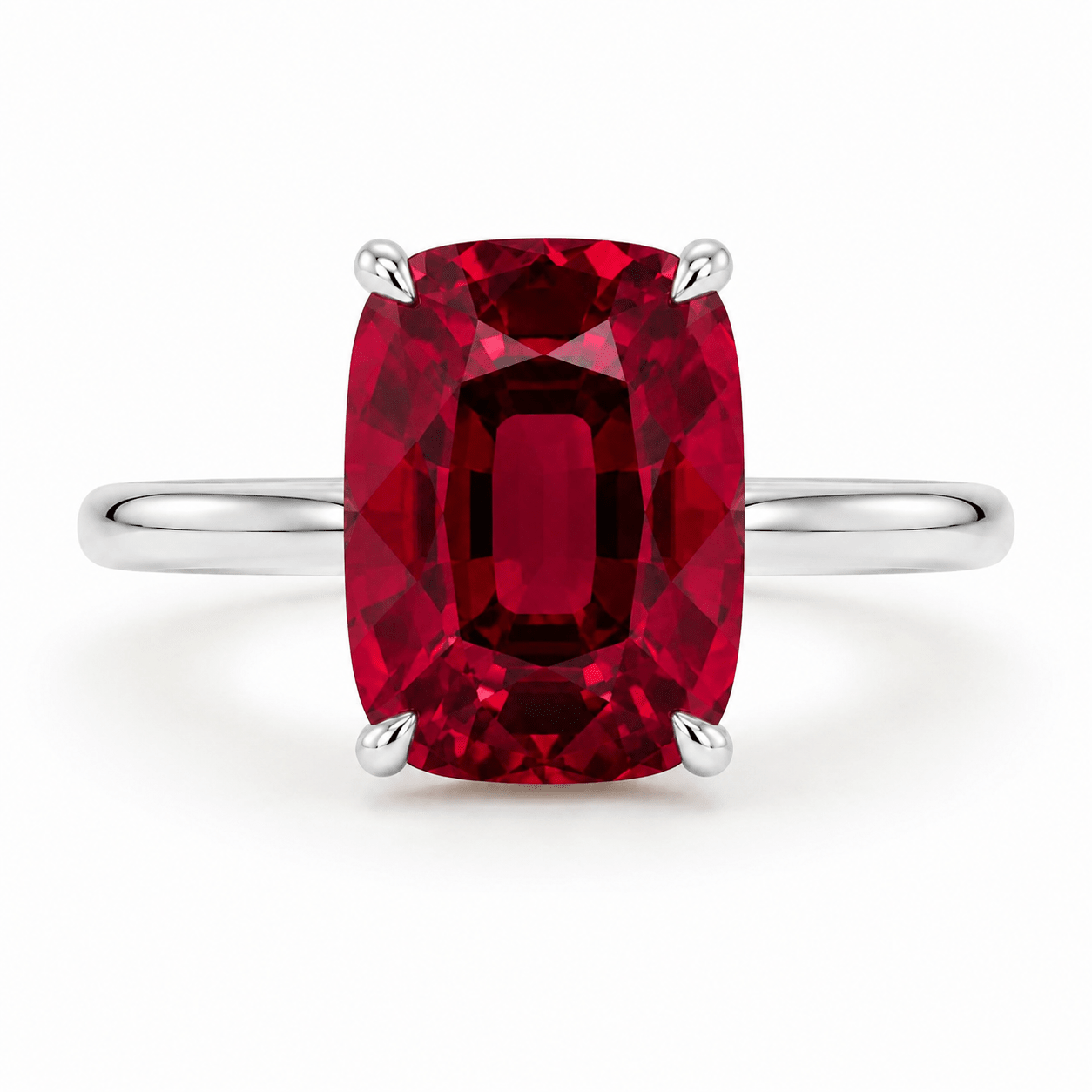 Ruby Elongated Cushion Cut Diamond Engagement Ring White Gold