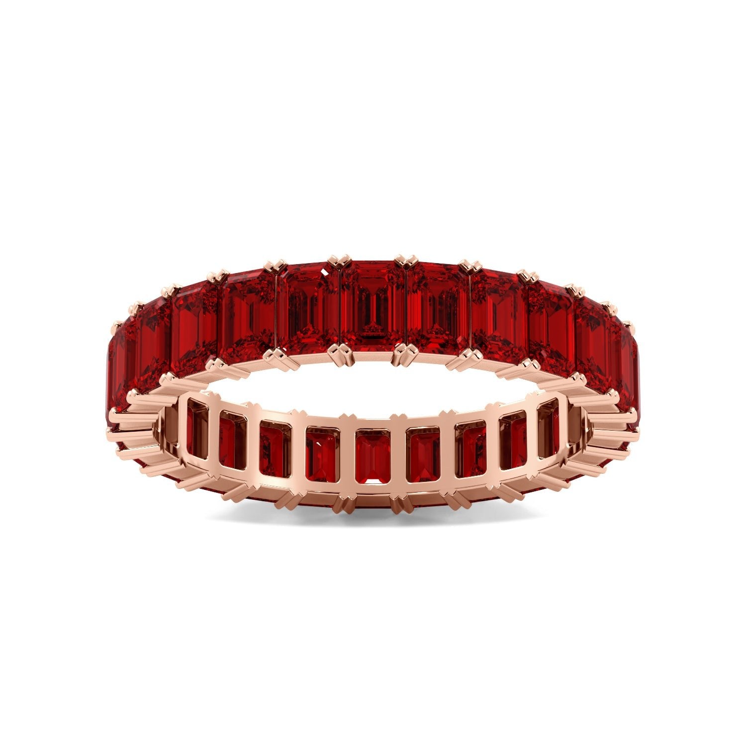 Ruby Rose Gold Emerald Cut Eternity Band