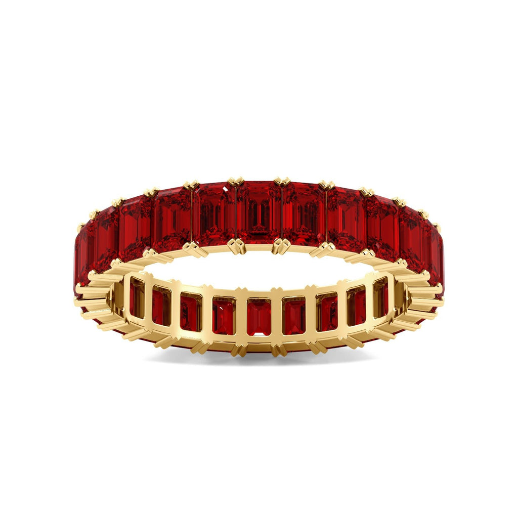 Ruby Gold Emerald Cut Eternity Band