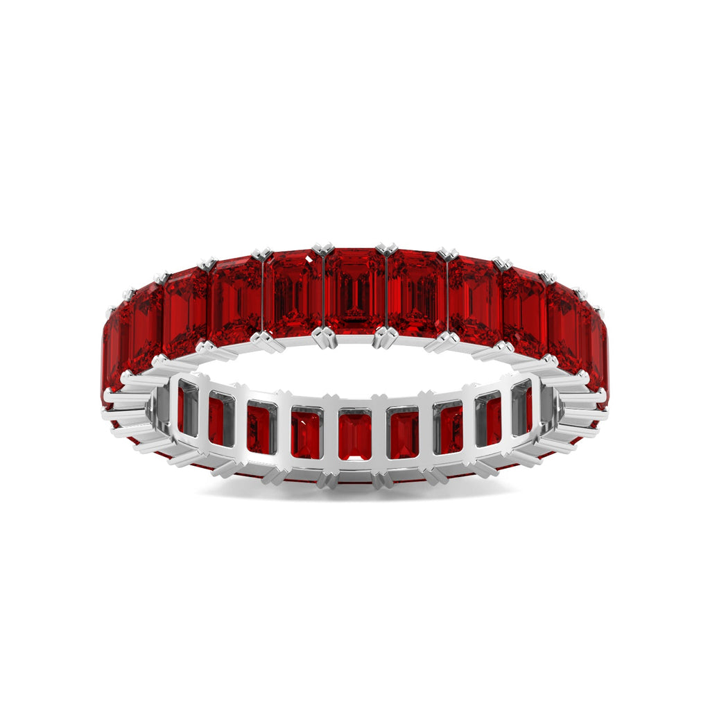 Ruby Emerald Cut Eternity Band
