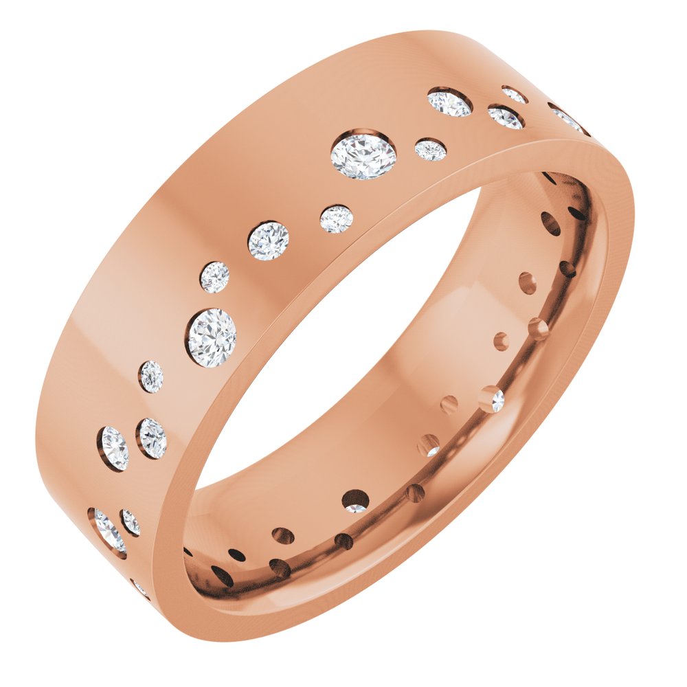 Round Natural Diamond Women's Wedding Band rose gold