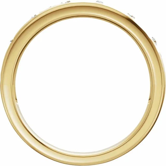 Round Natural Diamond Gold Cigar Band Side View
