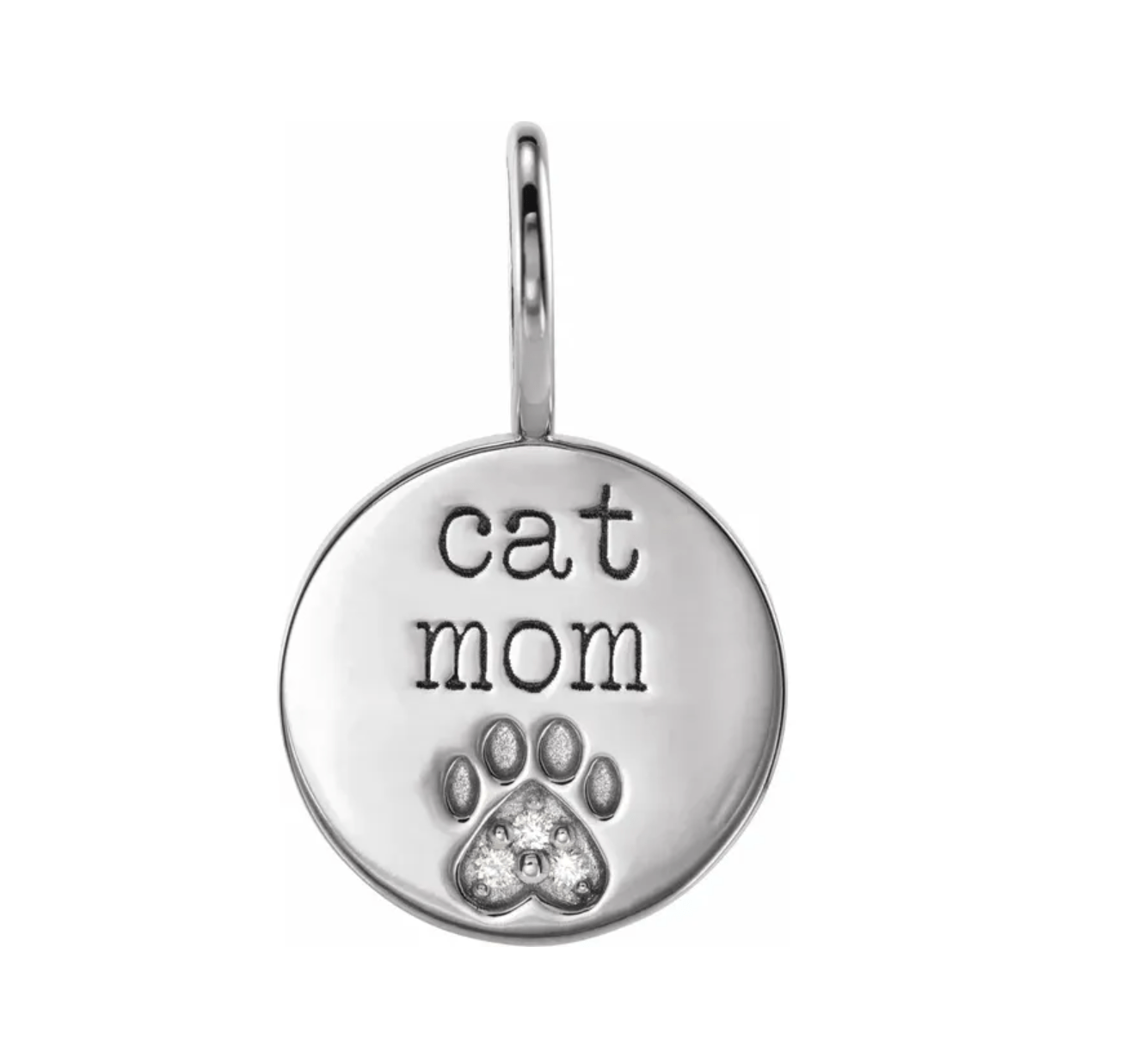 Silver & Diamond Cat Mom Pendant Necklace - Balacia