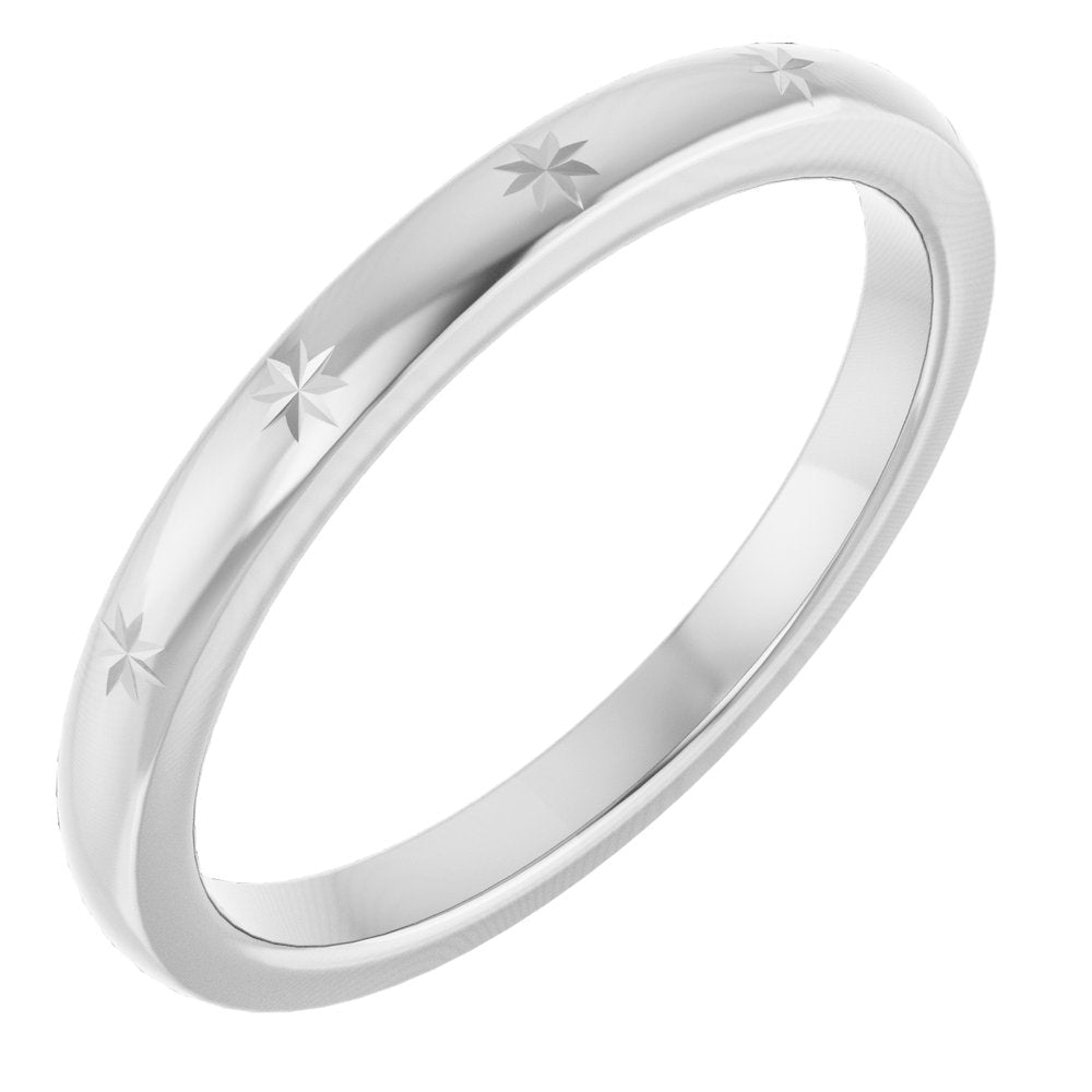 Celestial Flat Women's Wedding Band white gold