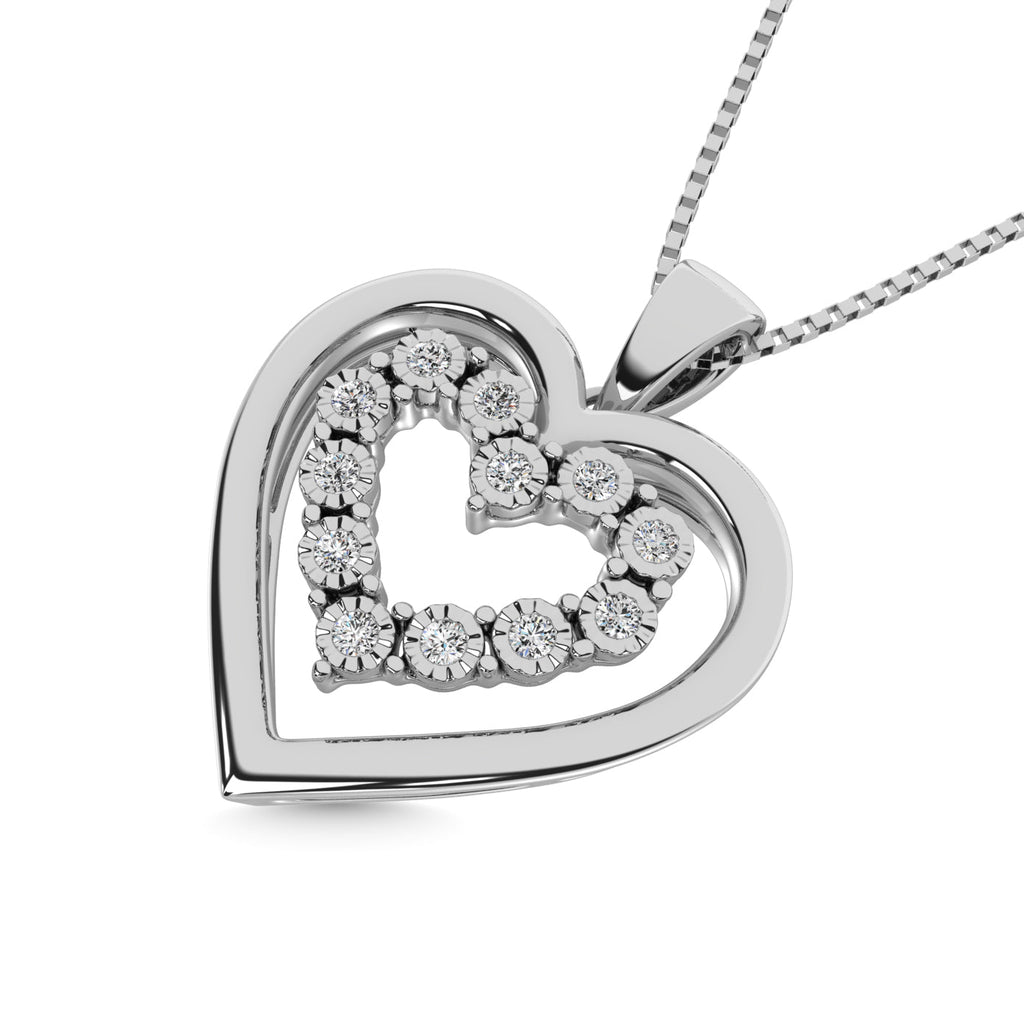 Sterling Silver Diamond Accent Heart Pendant - Balacia