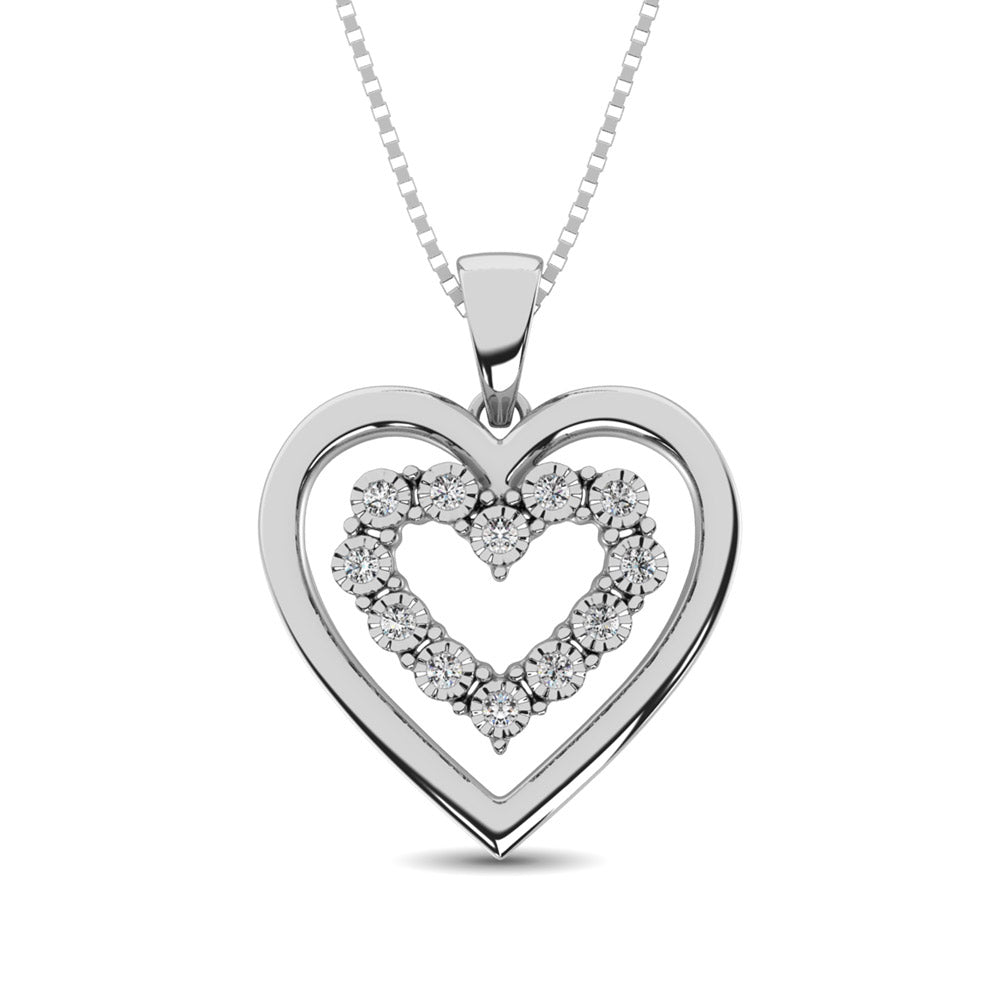 Sterling Silver Diamond Accent Heart Pendant - Balacia