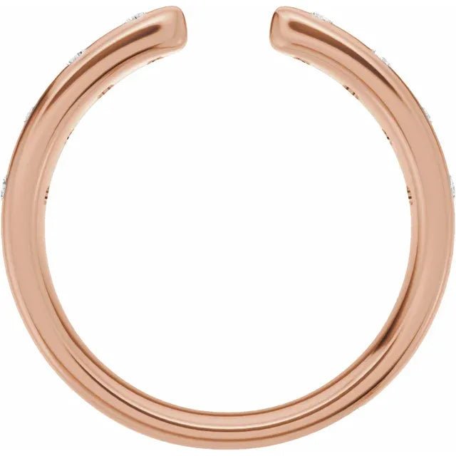 Tapered Open Diamond Wedding Band Side View - Rose Gold